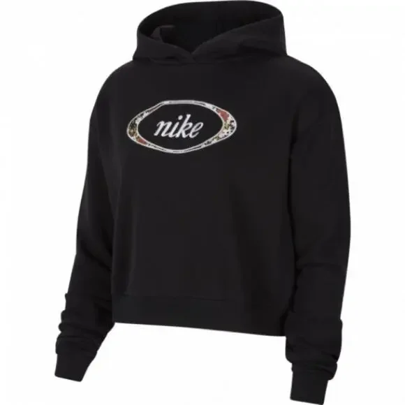 Nike Black Floral Logo Pullover Hoodie - Picture 5 of 14